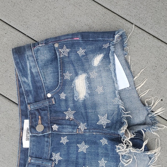 Victoria's Secret PINK Bedazzled Star Distressed Hem Jean Shorts - Picture 3 of 9